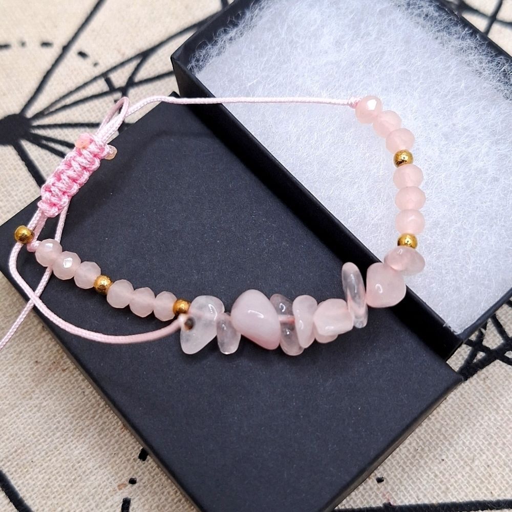 Crystal rose Quartz healing bracelet adjustable
